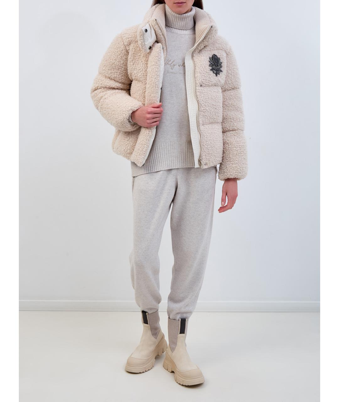 BRUNELLO CUCINELLI Бежевый шерстяной джемпер / свитер, фото 2