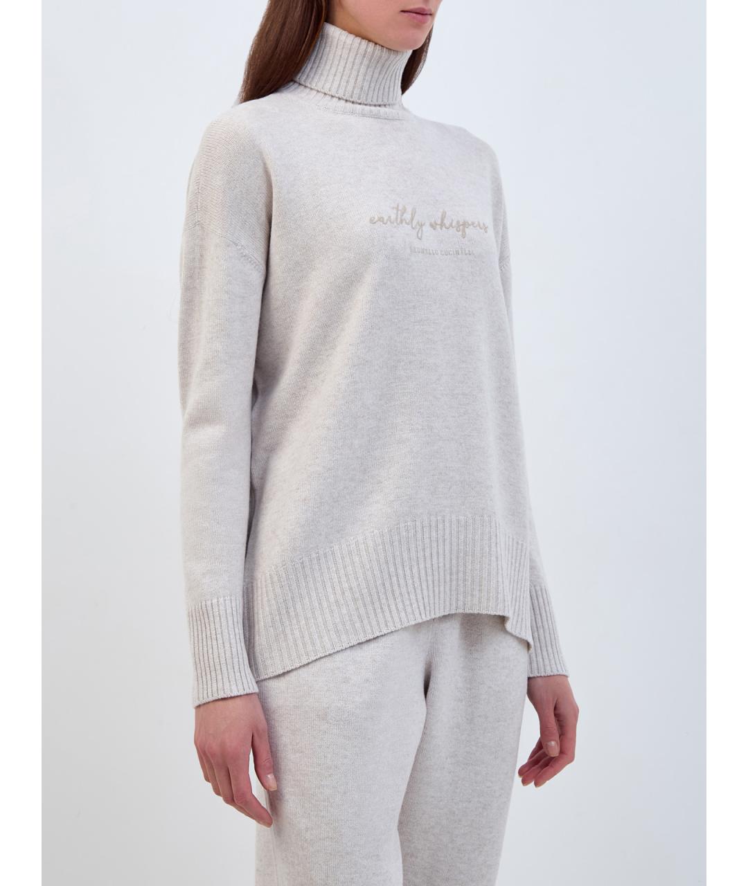 BRUNELLO CUCINELLI Бежевый шерстяной джемпер / свитер, фото 3