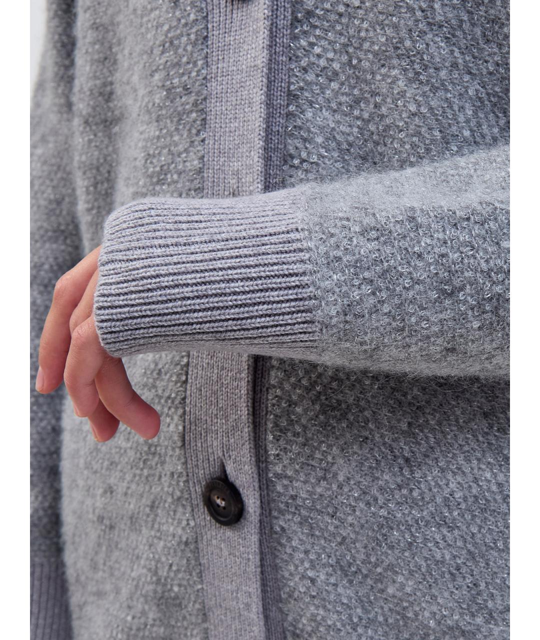 PESERICO Серый шерстяной кардиган, фото 5