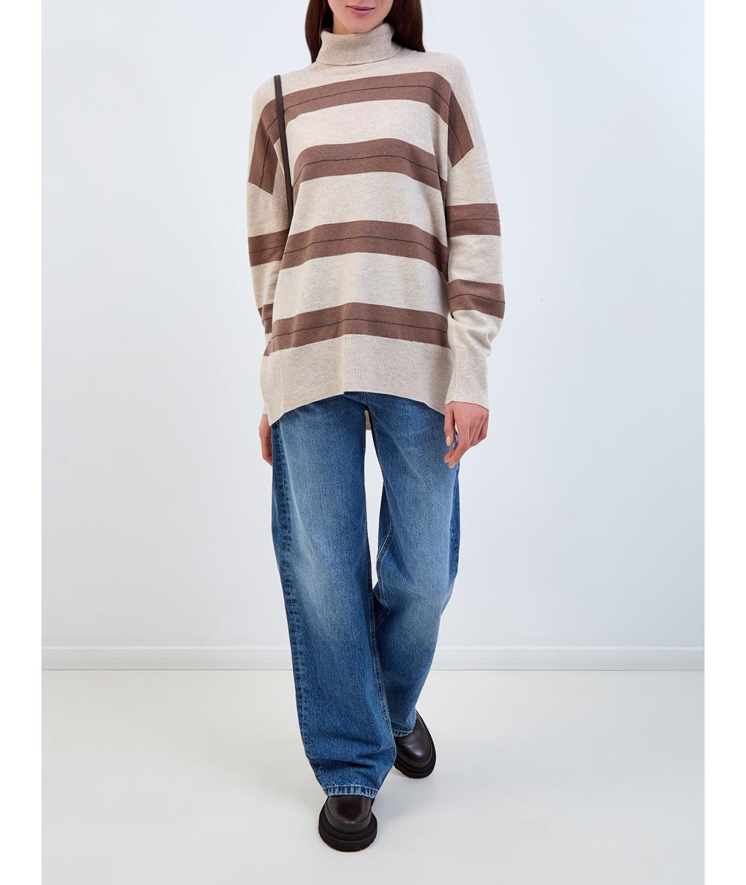 BRUNELLO CUCINELLI Синие хлопковые прямые джинсы, фото 2