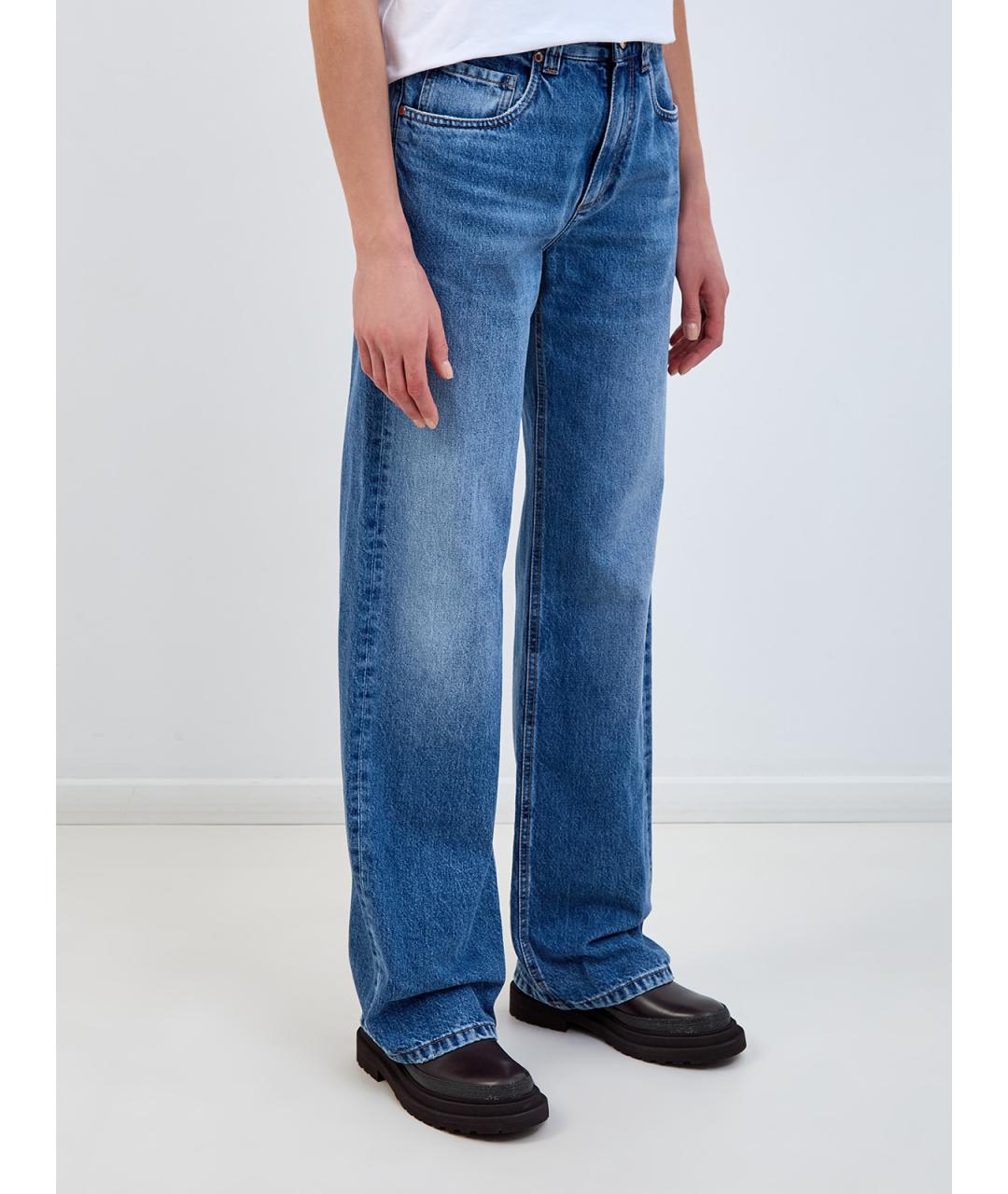 BRUNELLO CUCINELLI Синие хлопковые прямые джинсы, фото 3