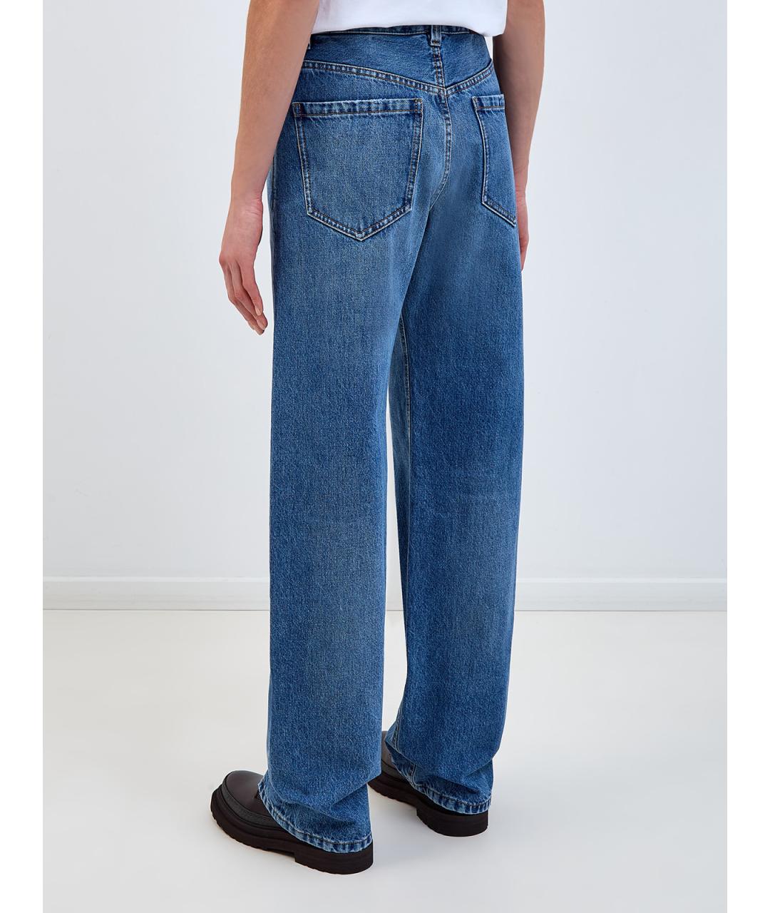 BRUNELLO CUCINELLI Синие хлопковые прямые джинсы, фото 4