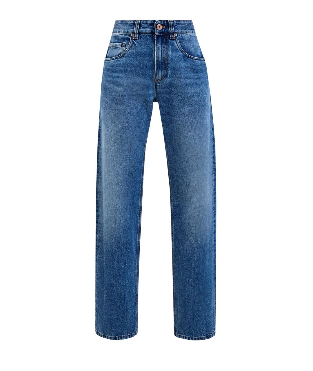 BRUNELLO CUCINELLI Синие хлопковые прямые джинсы, фото 1