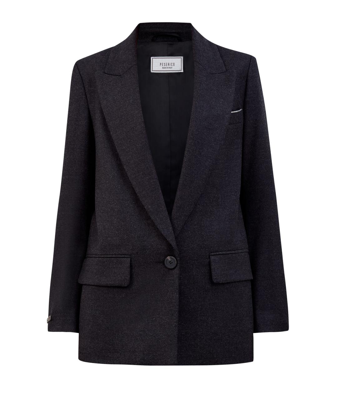 PESERICO Черный шерстяной жакет/пиджак, фото 1
