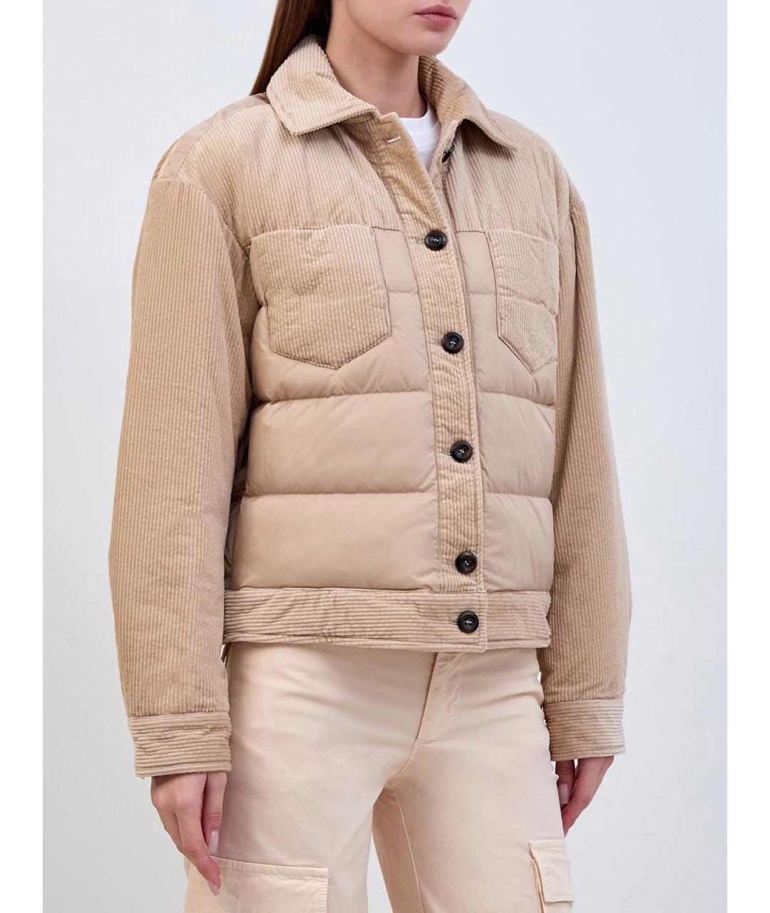 PARAJUMPERS Бежевый полиамидовый пуховик, фото 3