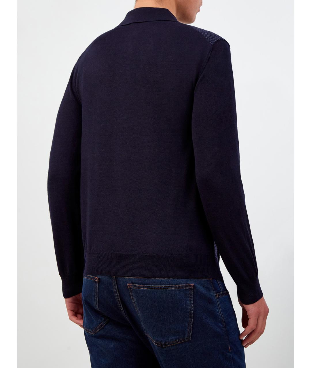 CANALI Синее поло с длинным рукавом, фото 4