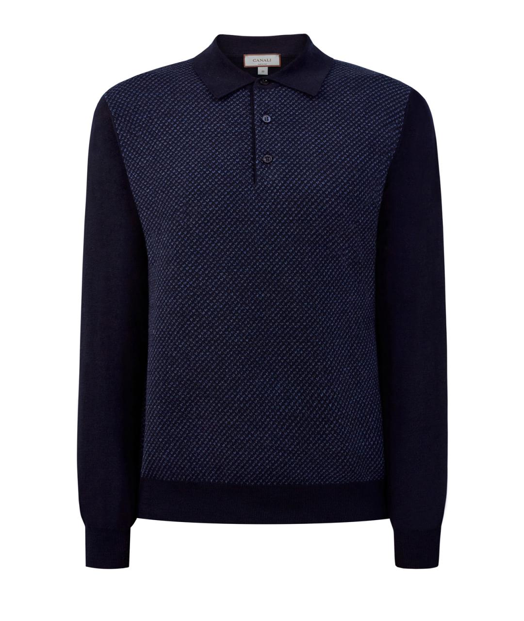 CANALI Синее поло с длинным рукавом, фото 1