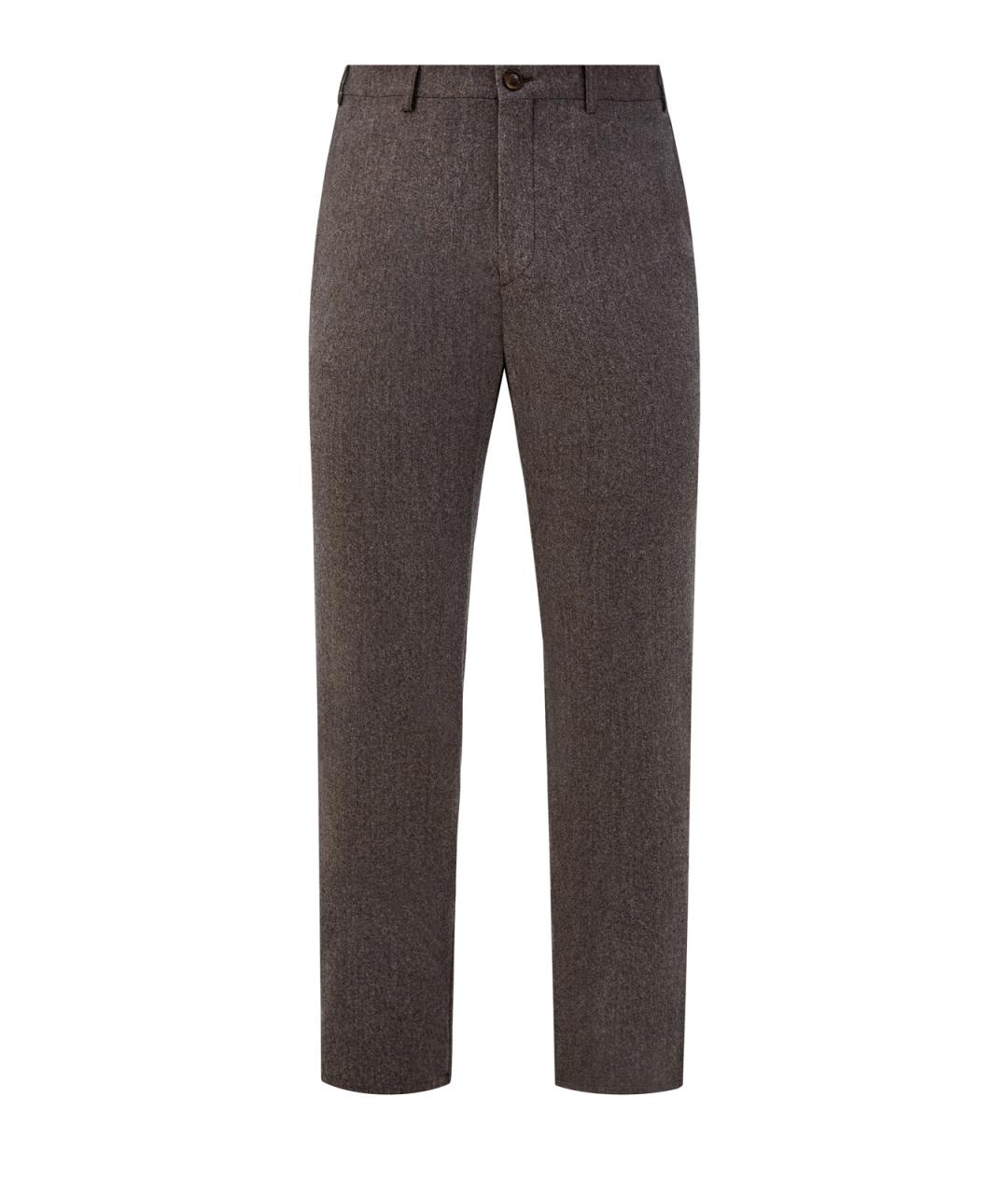 CANALI Коричневые шерстяные повседневные брюки, фото 1