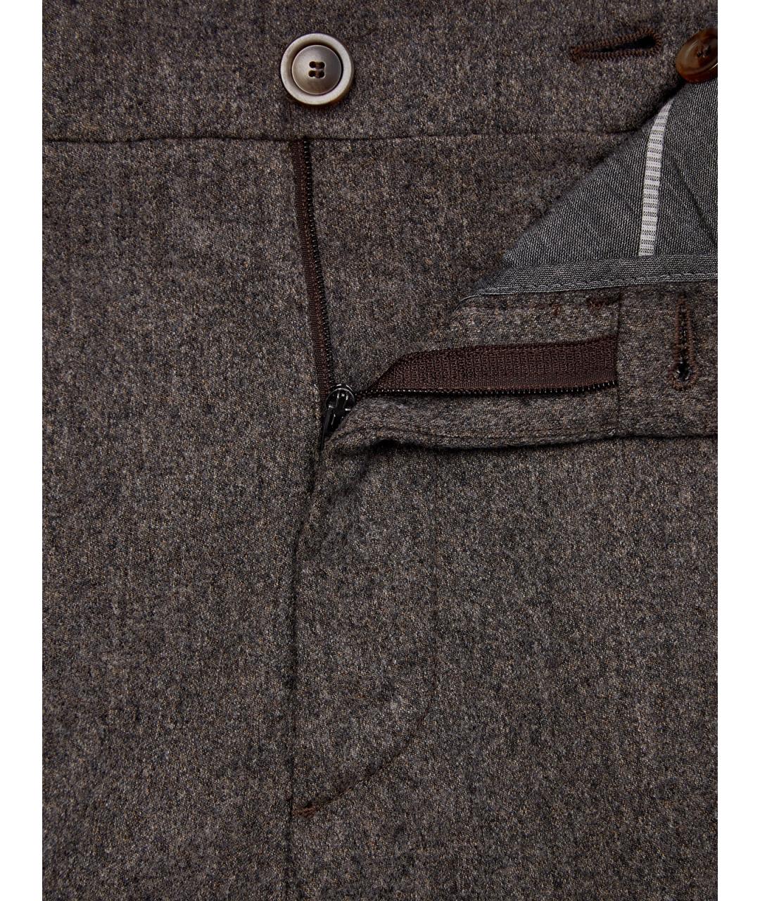 CANALI Коричневые шерстяные повседневные брюки, фото 6
