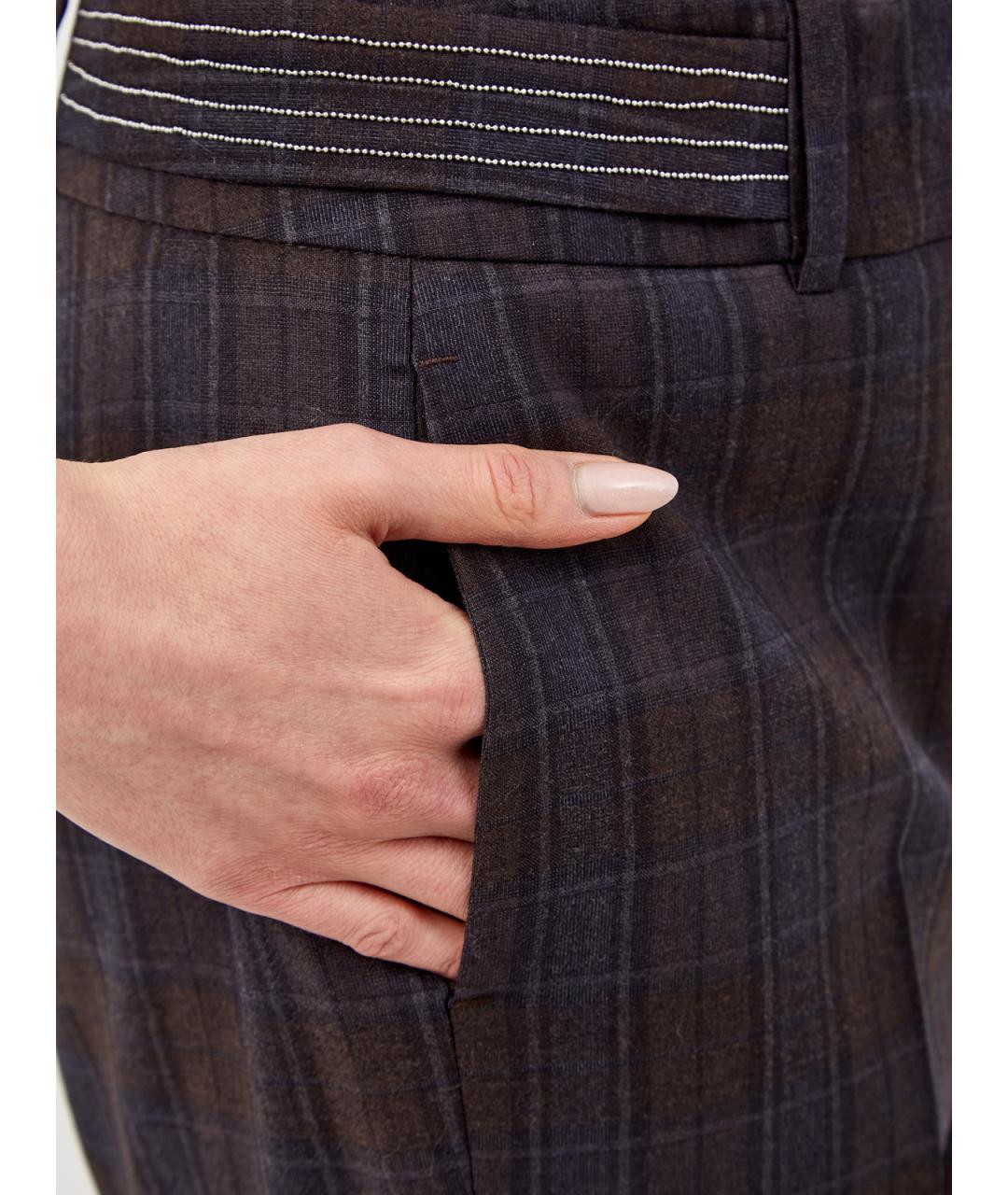 PESERICO Коричневые шерстяные прямые брюки, фото 5