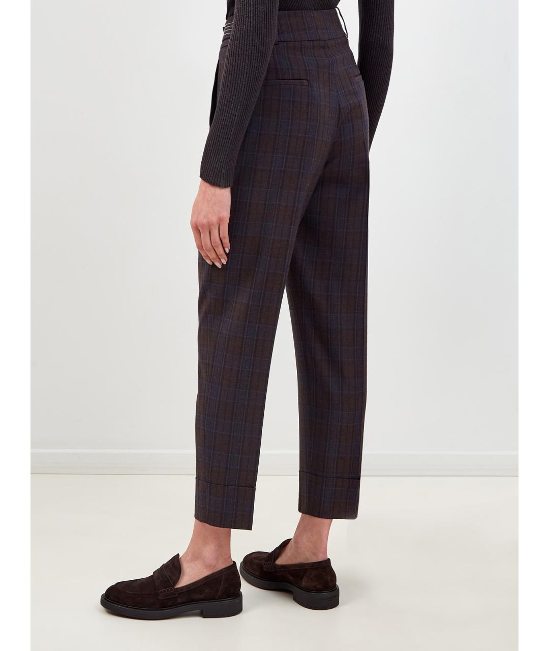 PESERICO Коричневые шерстяные прямые брюки, фото 4