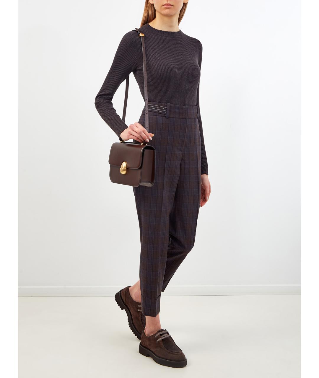 PESERICO Коричневые шерстяные прямые брюки, фото 2