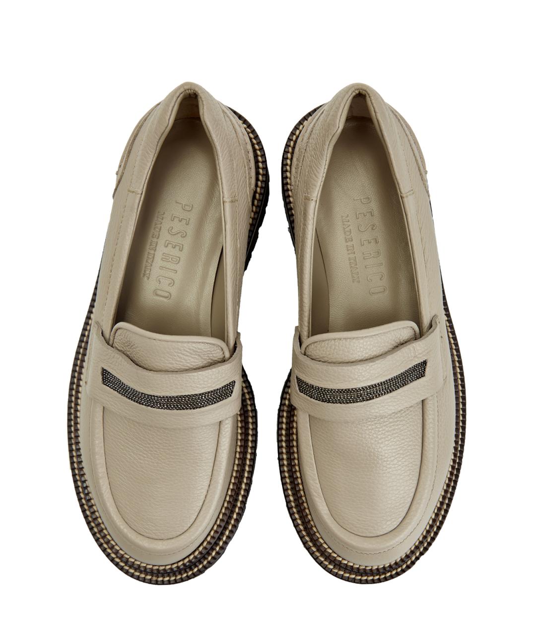 PESERICO Бежевые кожаные лоферы, фото 5