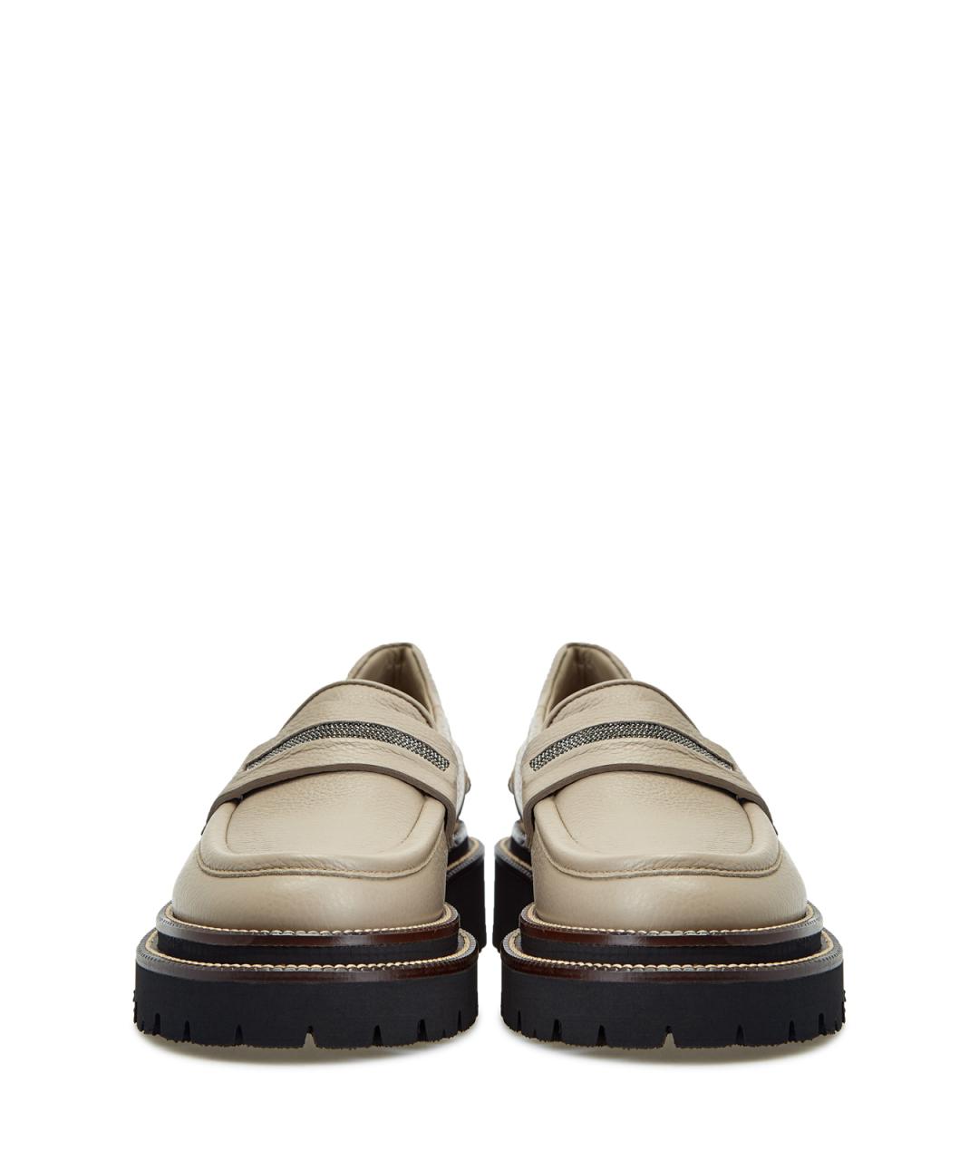 PESERICO Бежевые кожаные лоферы, фото 6