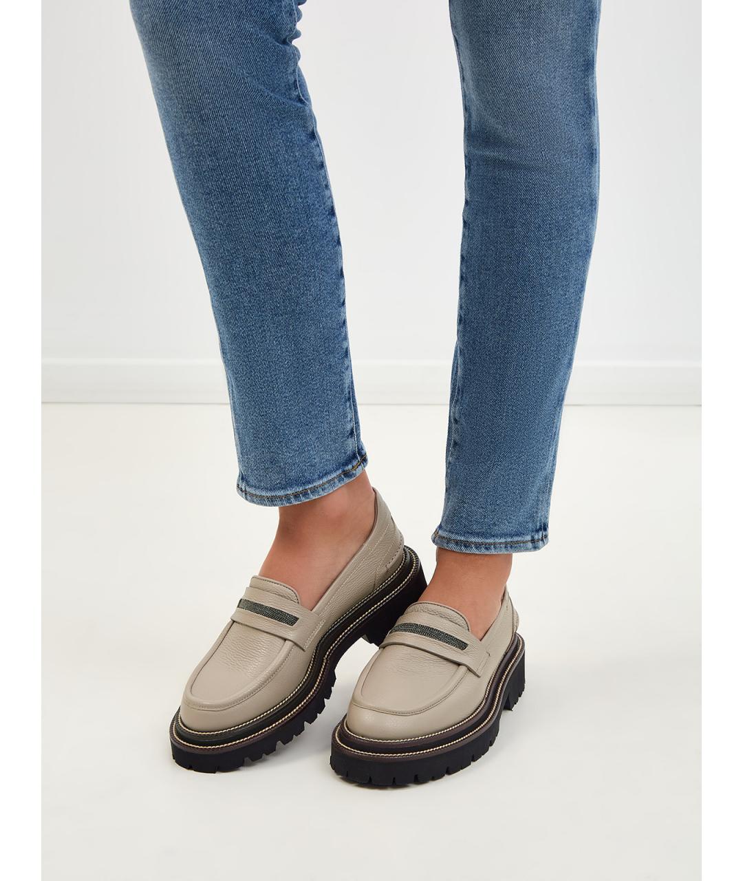 PESERICO Бежевые кожаные лоферы, фото 2