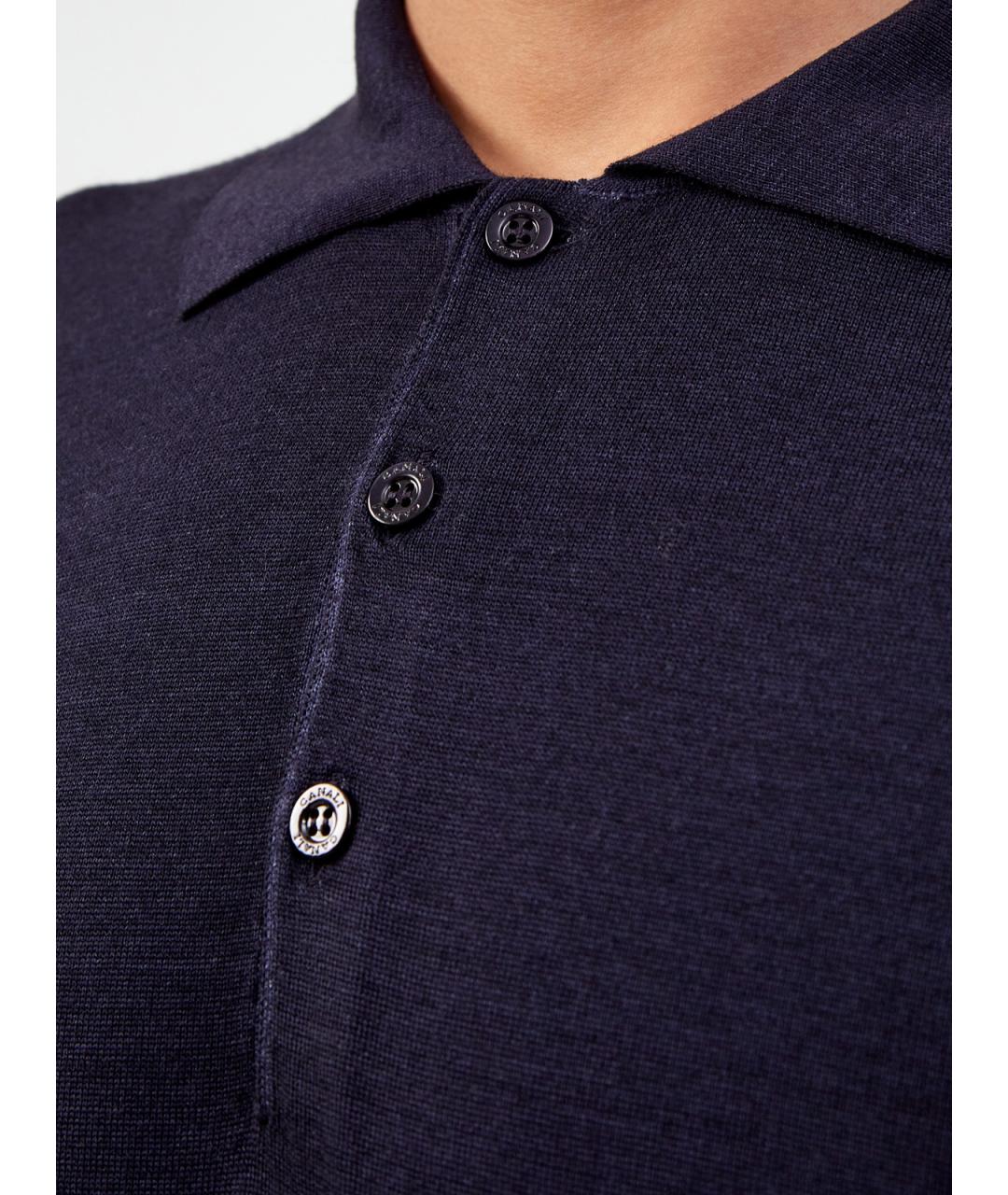CANALI Синее поло с длинным рукавом, фото 5