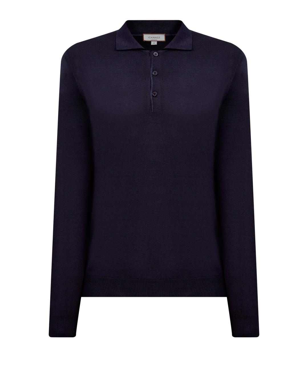 CANALI Синее поло с длинным рукавом, фото 1