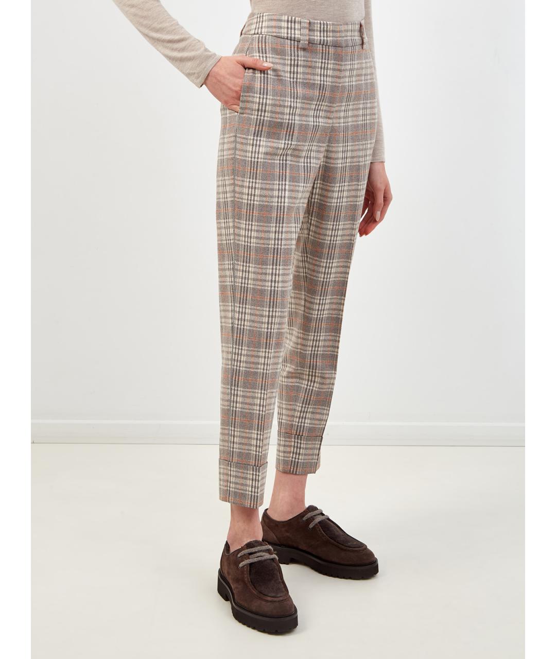 PESERICO Бежевые шерстяные брюки узкие, фото 3