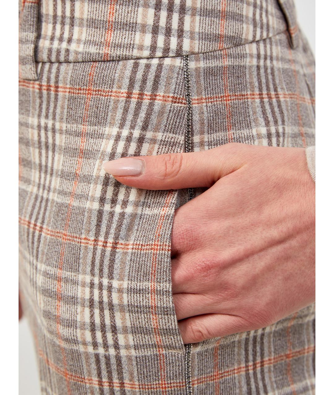 PESERICO Бежевые шерстяные брюки узкие, фото 5