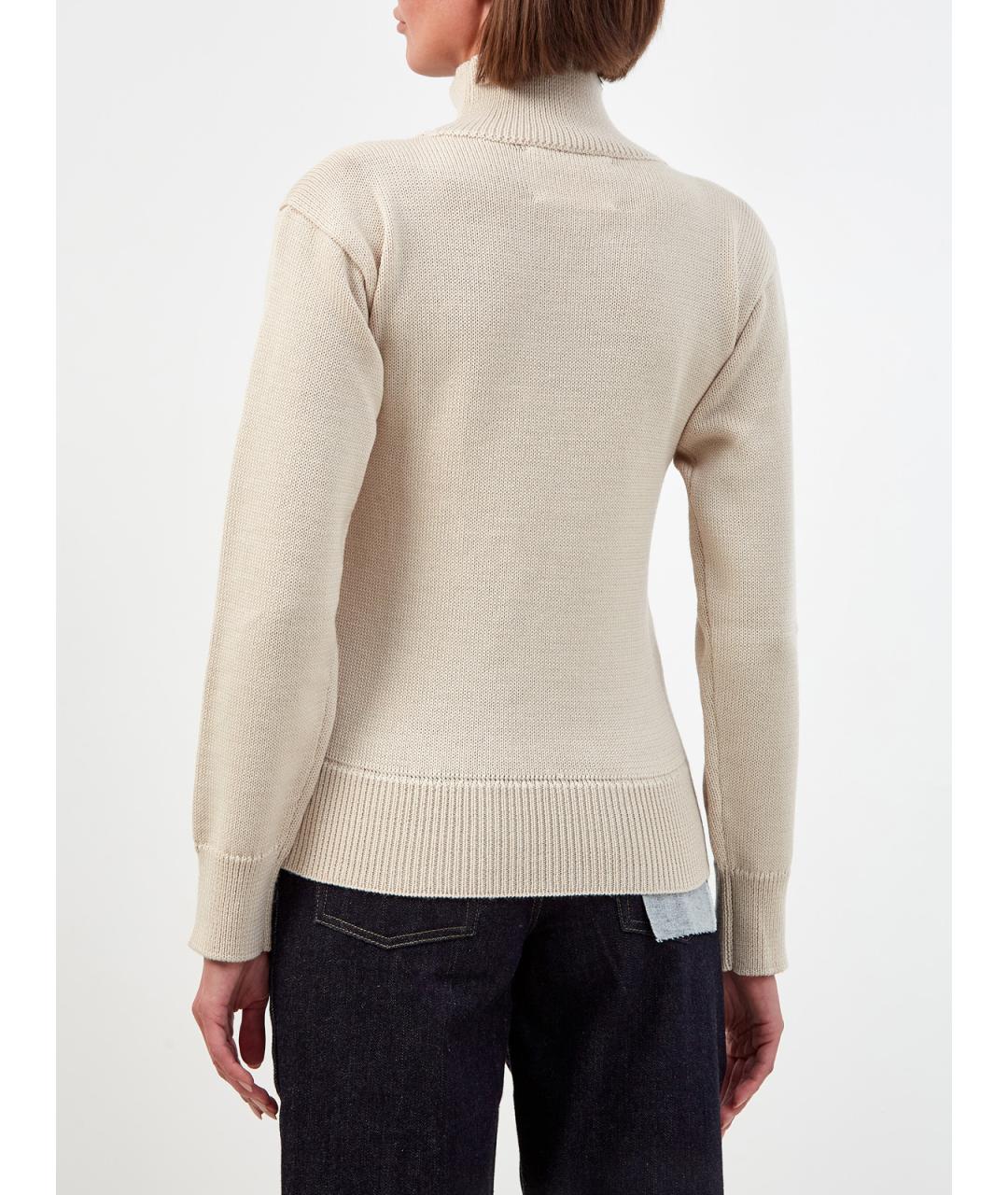 JIL SANDER Бежевый шерстяной джемпер / свитер, фото 4