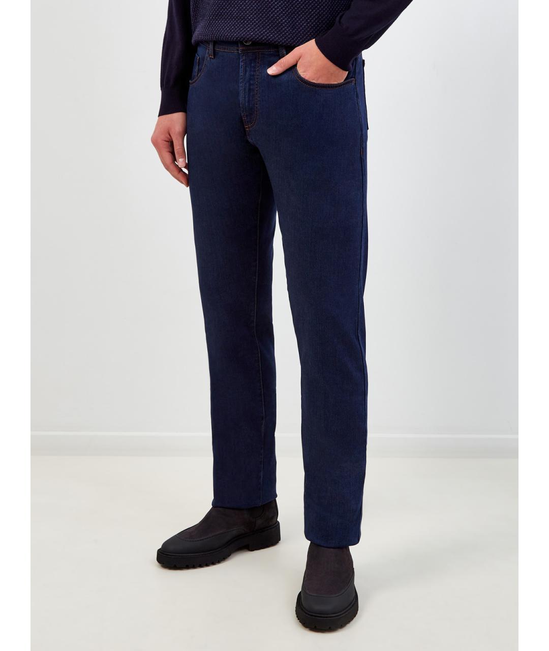 CANALI Синие прямые джинсы, фото 3