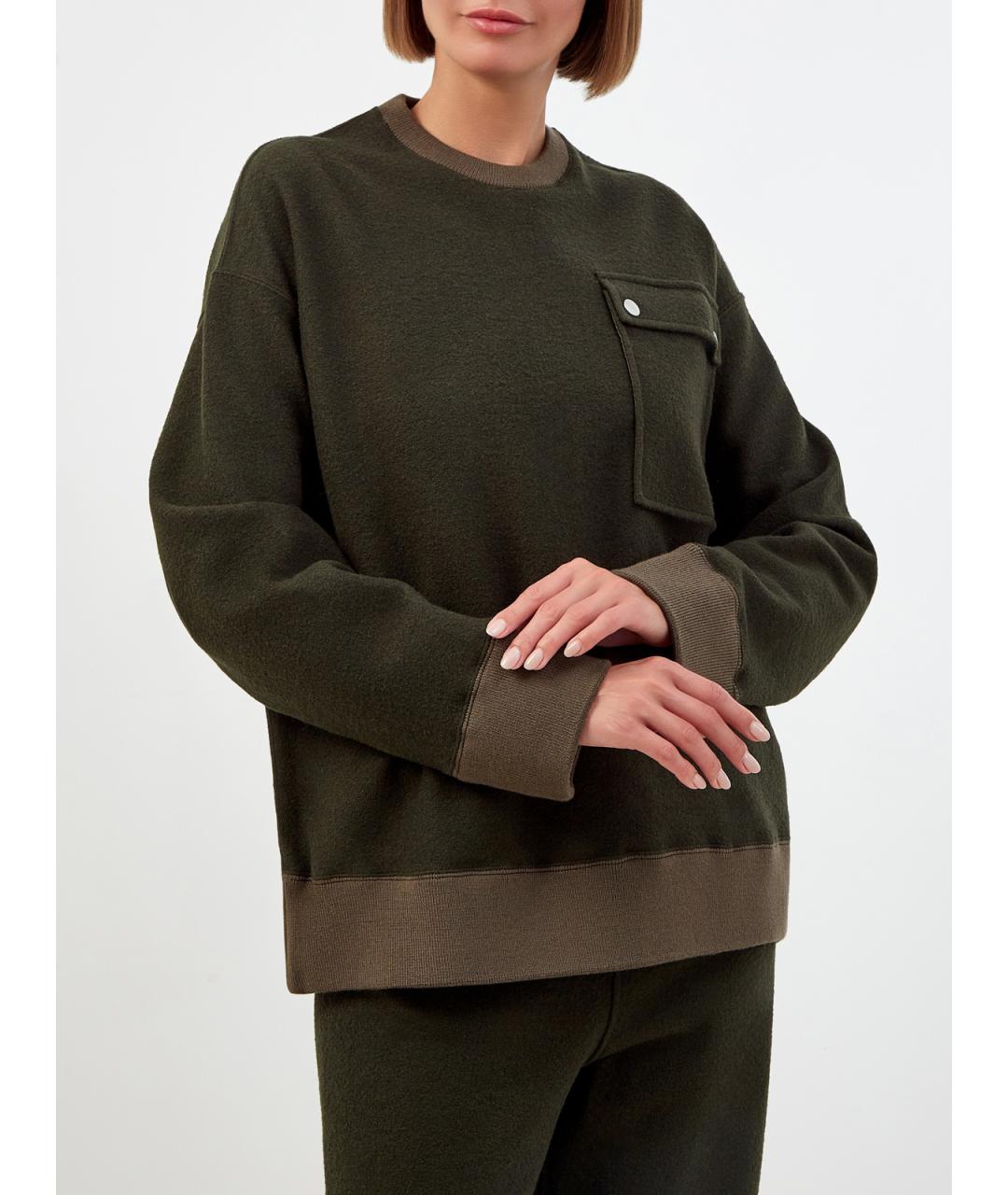 JIL SANDER Хаки шерстяной джемпер / свитер, фото 3