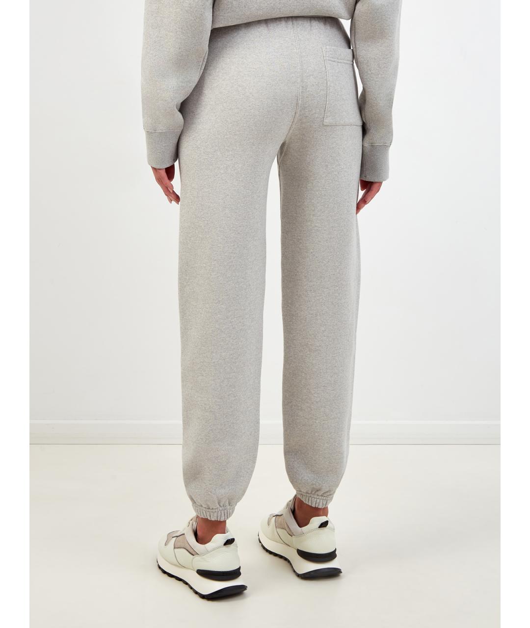 JIL SANDER Серые хлопковые прямые брюки, фото 4