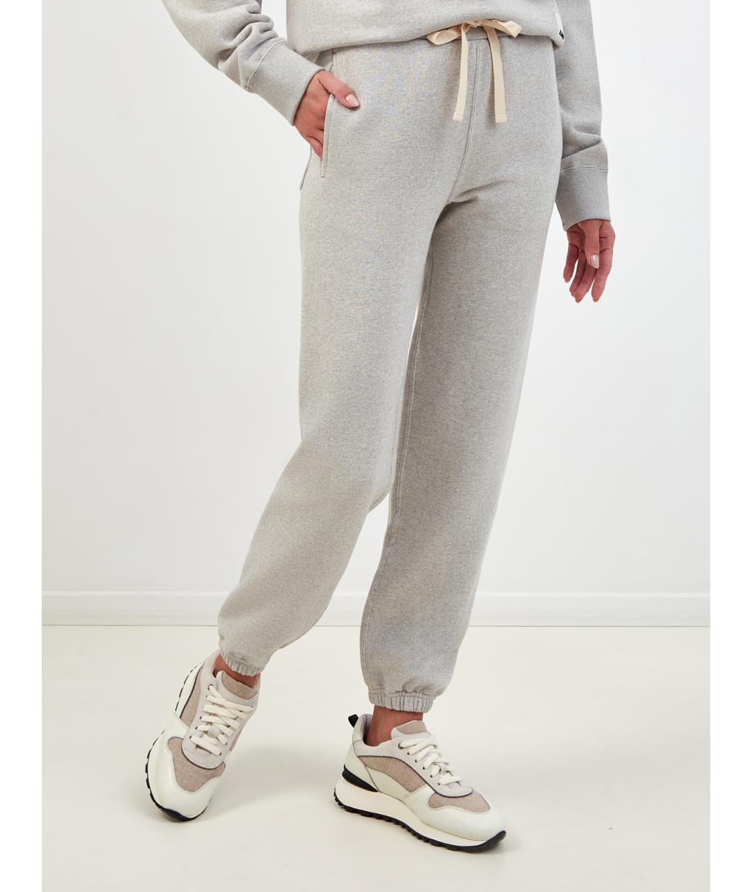 JIL SANDER Серые хлопковые прямые брюки, фото 3