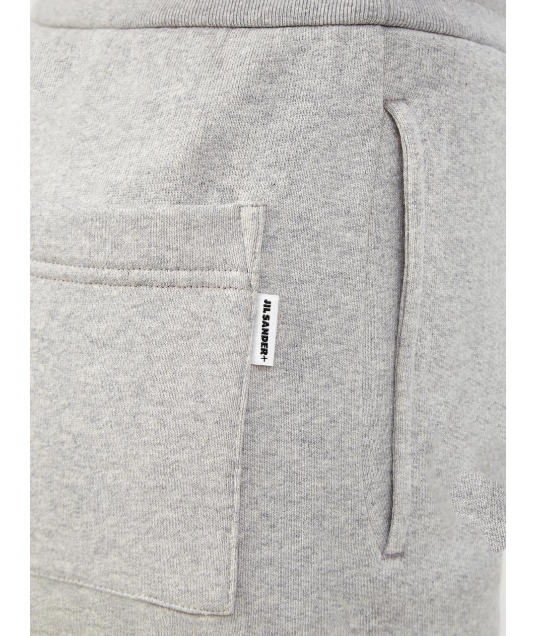 JIL SANDER Серые хлопковые прямые брюки, фото 5