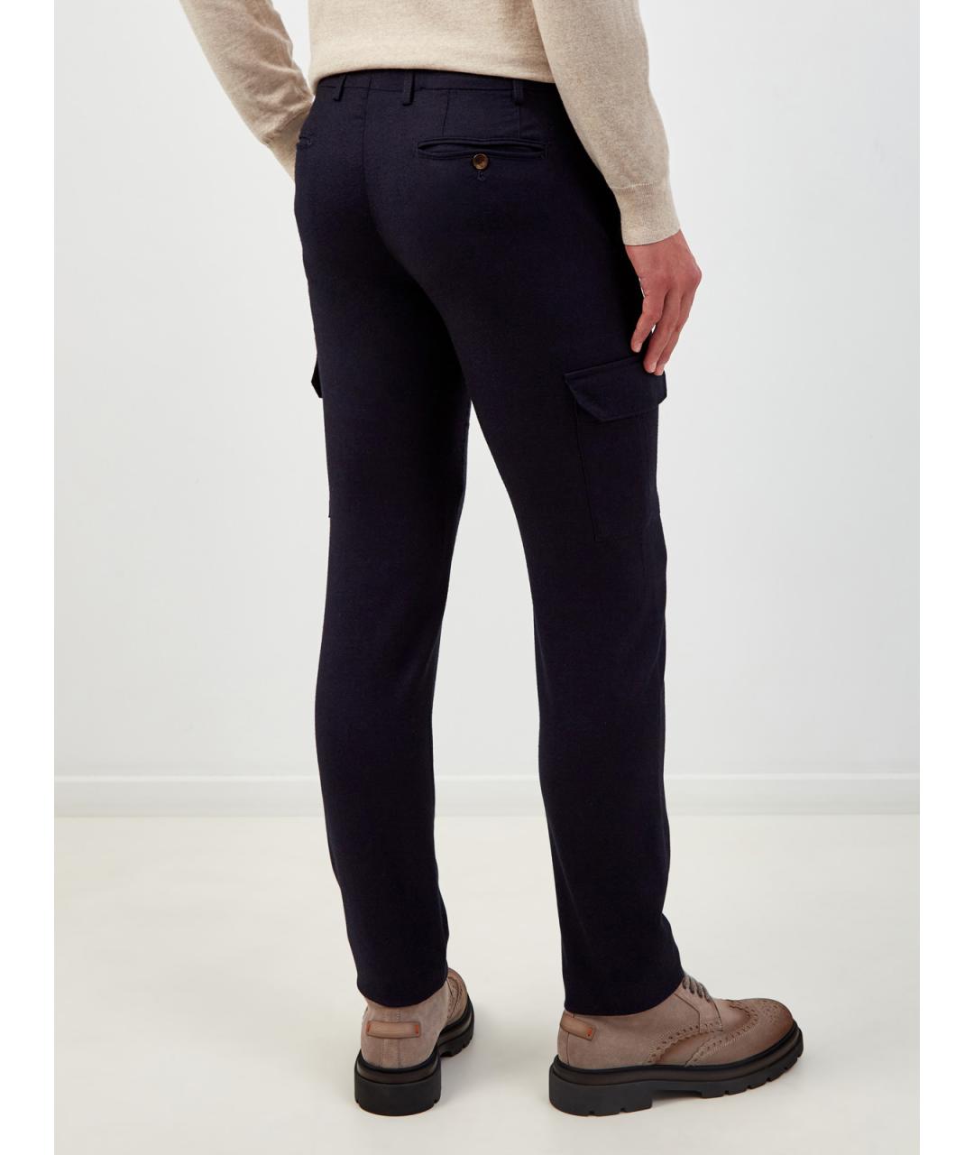 CANALI Синие шерстяные повседневные брюки, фото 4
