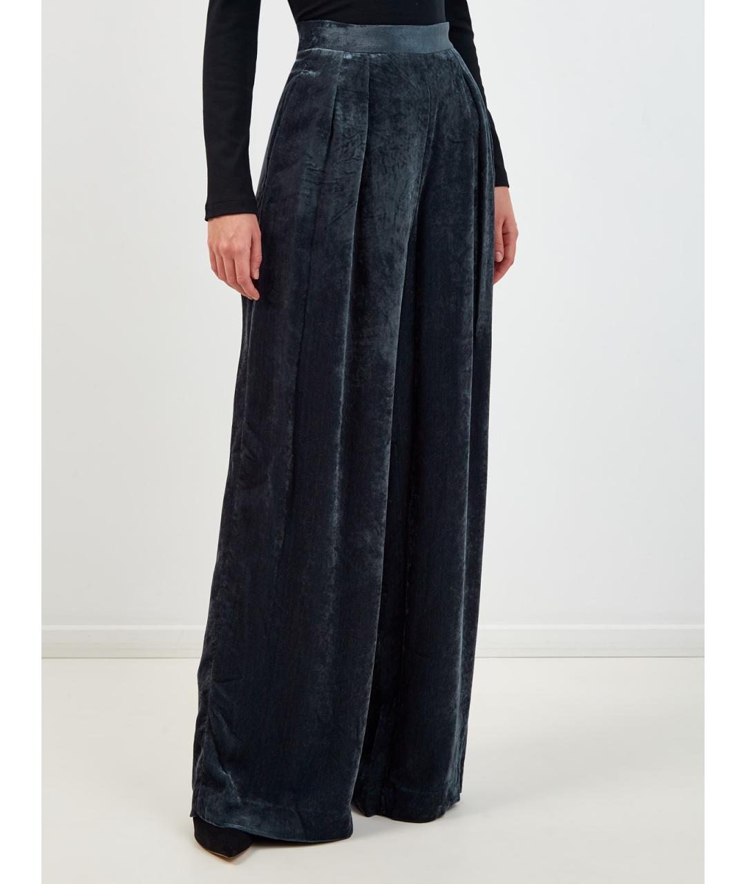 FABIANA FILIPPI Бирюзовые вискозные брюки широкие, фото 3