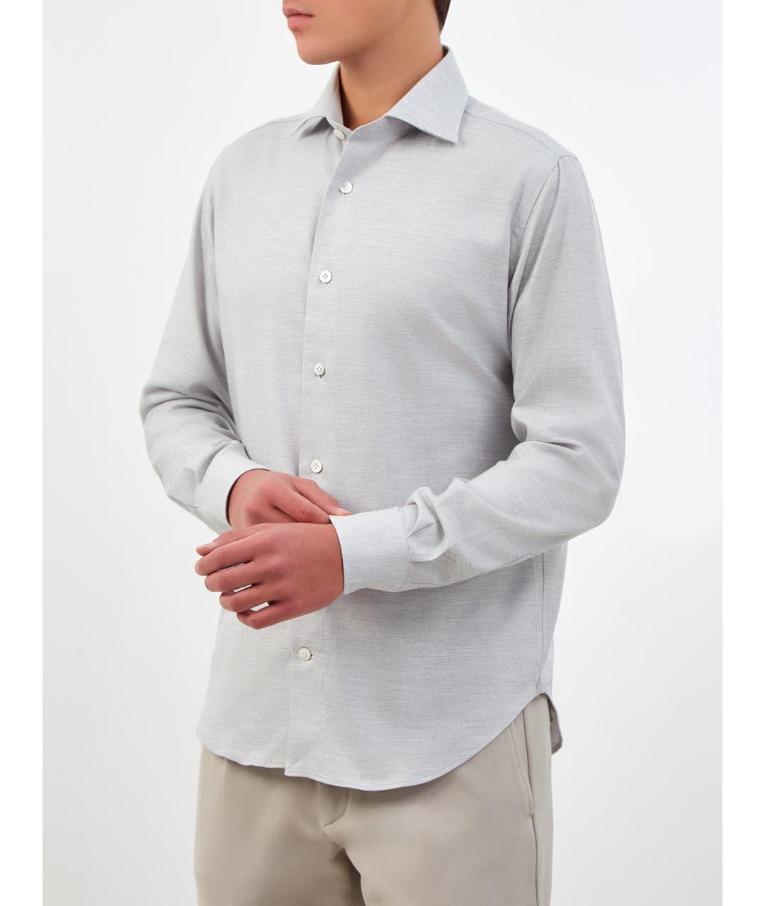 ELEVENTY Серая хлопковая классическая рубашка, фото 3