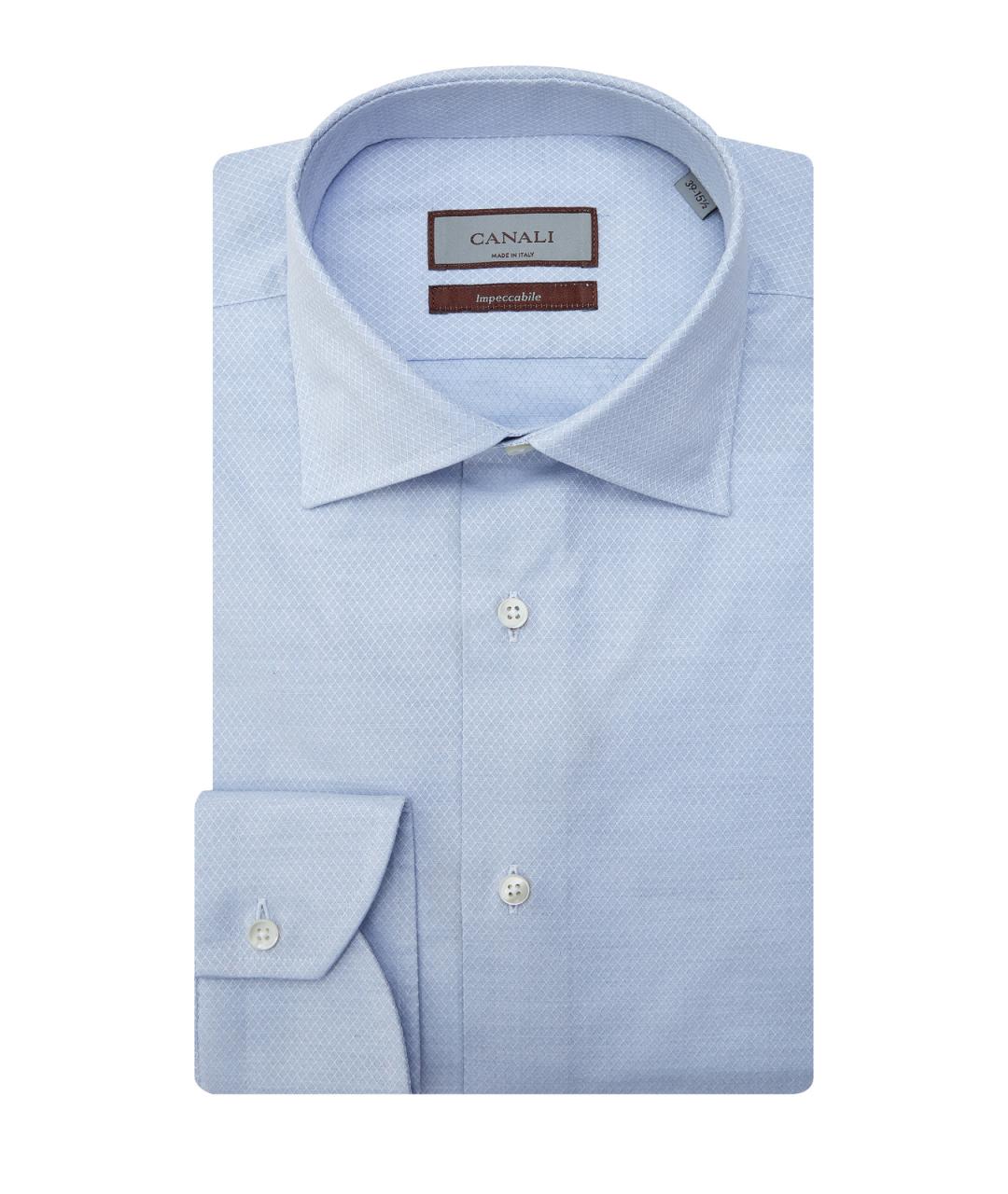 CANALI Голубая хлопковая классическая рубашка, фото 1