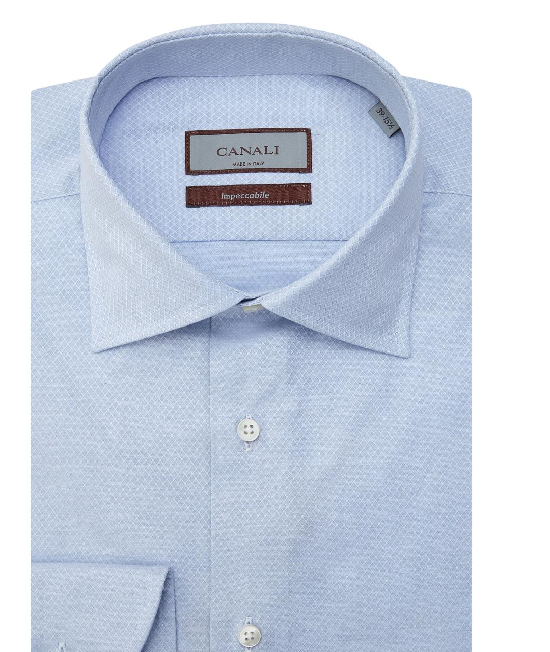 CANALI Голубая хлопковая классическая рубашка, фото 2