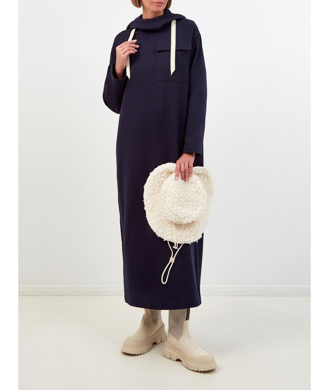 JIL SANDER Темно-синее хлопковое повседневное платье, фото 2