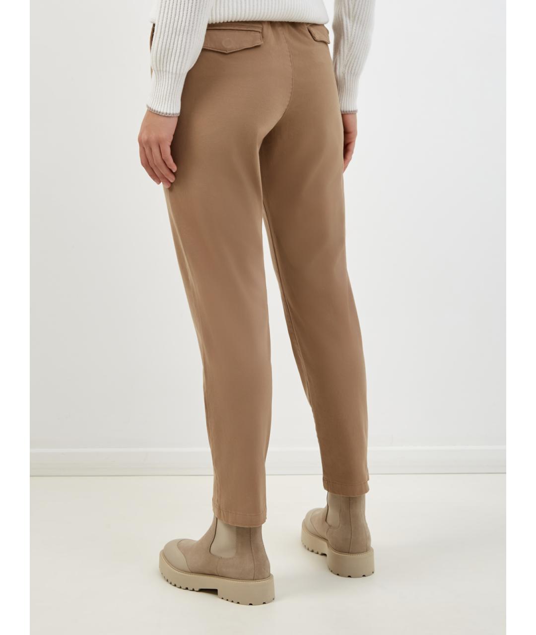 ELEVENTY Коричневые хлопковые брюки узкие, фото 4