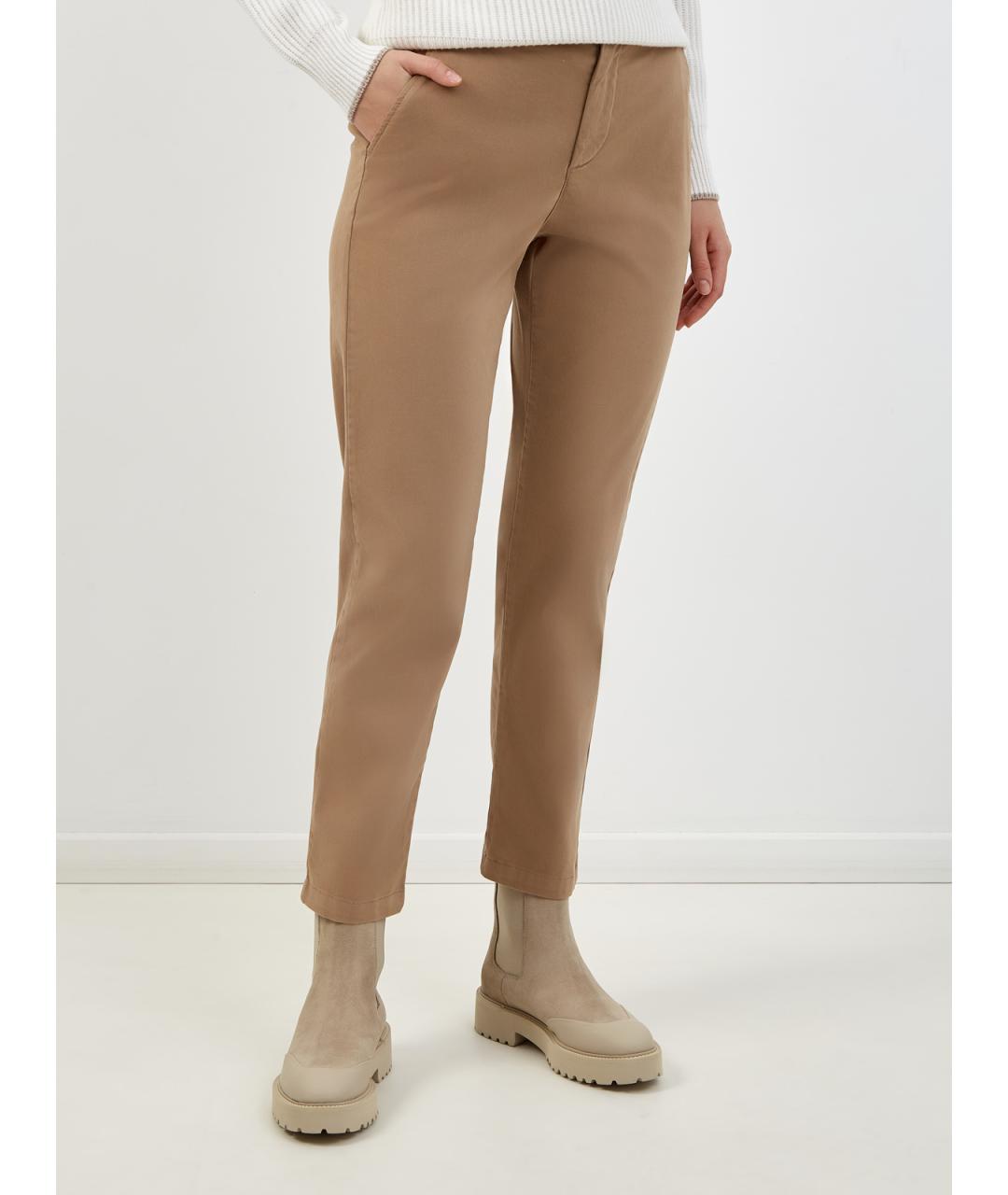 ELEVENTY Коричневые хлопковые брюки узкие, фото 3