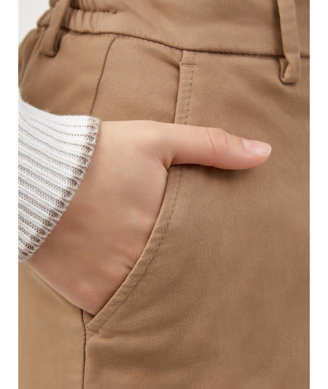 ELEVENTY Коричневые хлопковые брюки узкие, фото 5