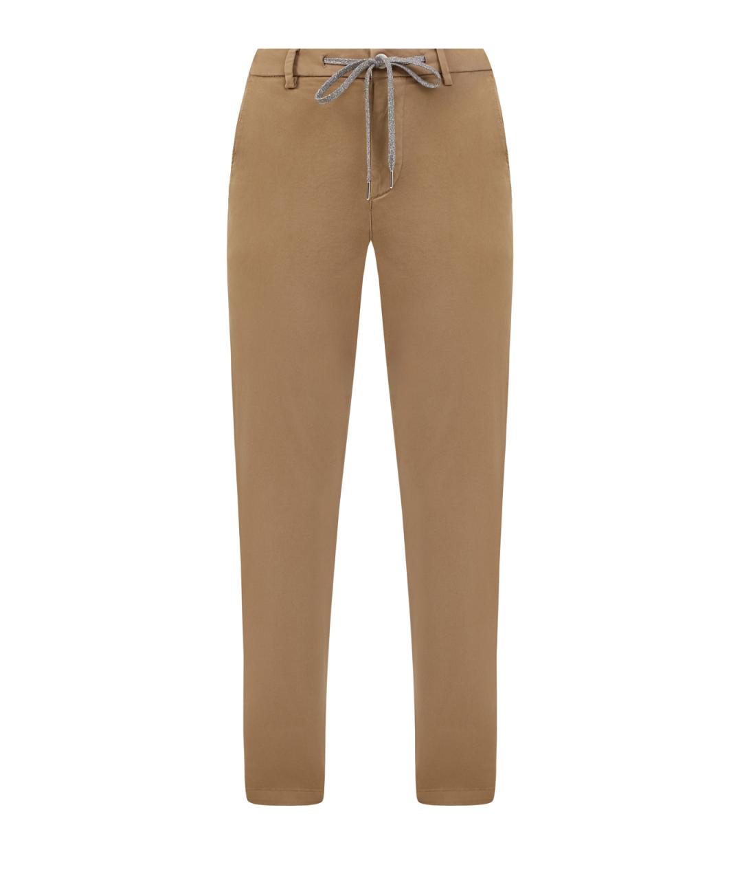 ELEVENTY Коричневые хлопковые брюки узкие, фото 1