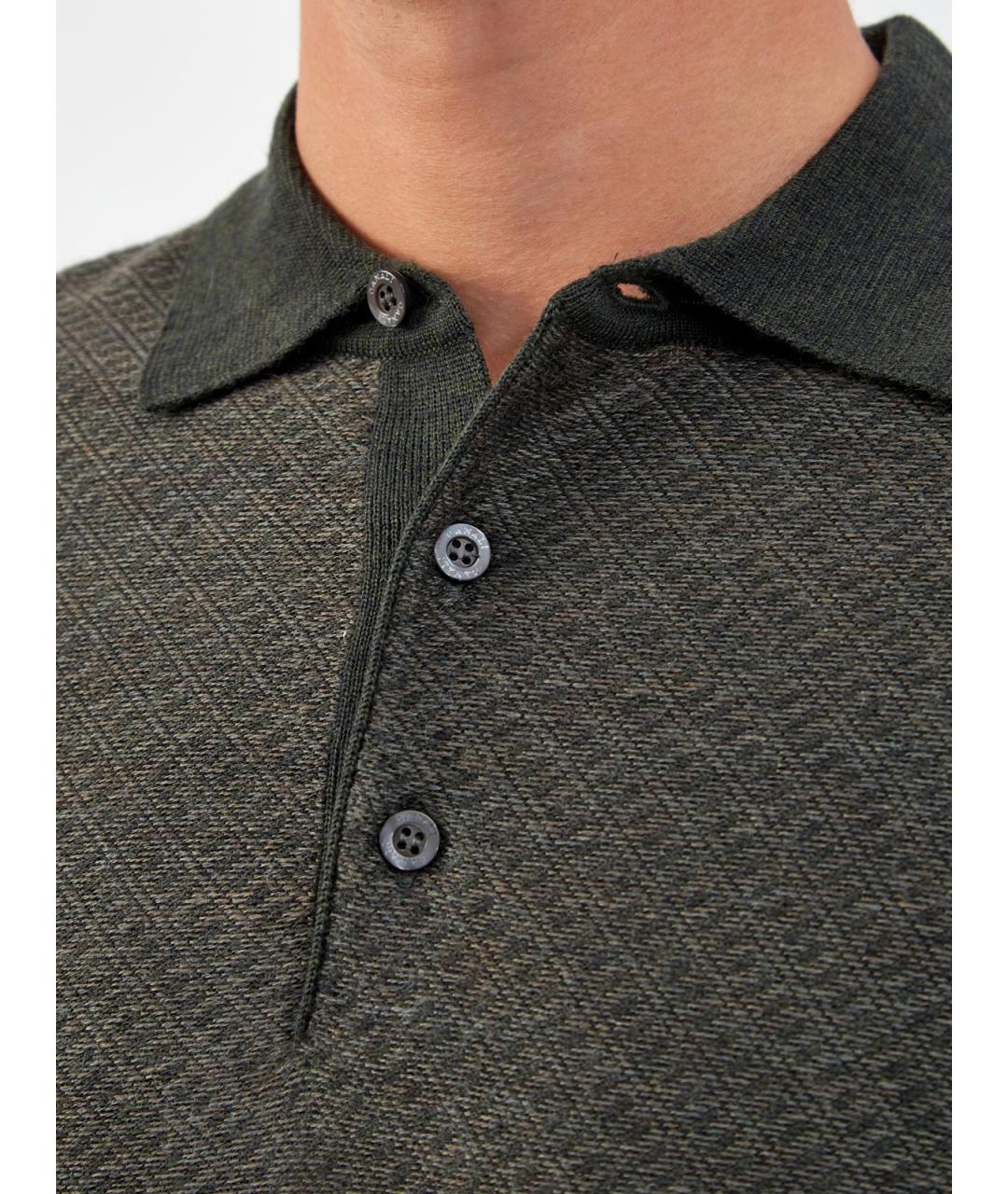 CANALI Зеленые поло с длинным рукавом, фото 5