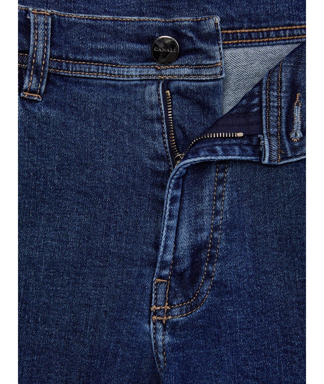 CANALI Синие хлопковые прямые джинсы, фото 6