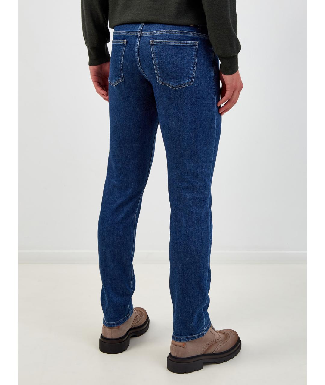 CANALI Синие хлопковые прямые джинсы, фото 4