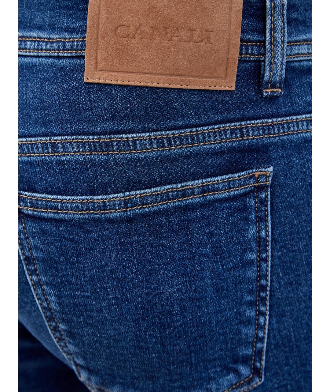 CANALI Синие хлопковые прямые джинсы, фото 5