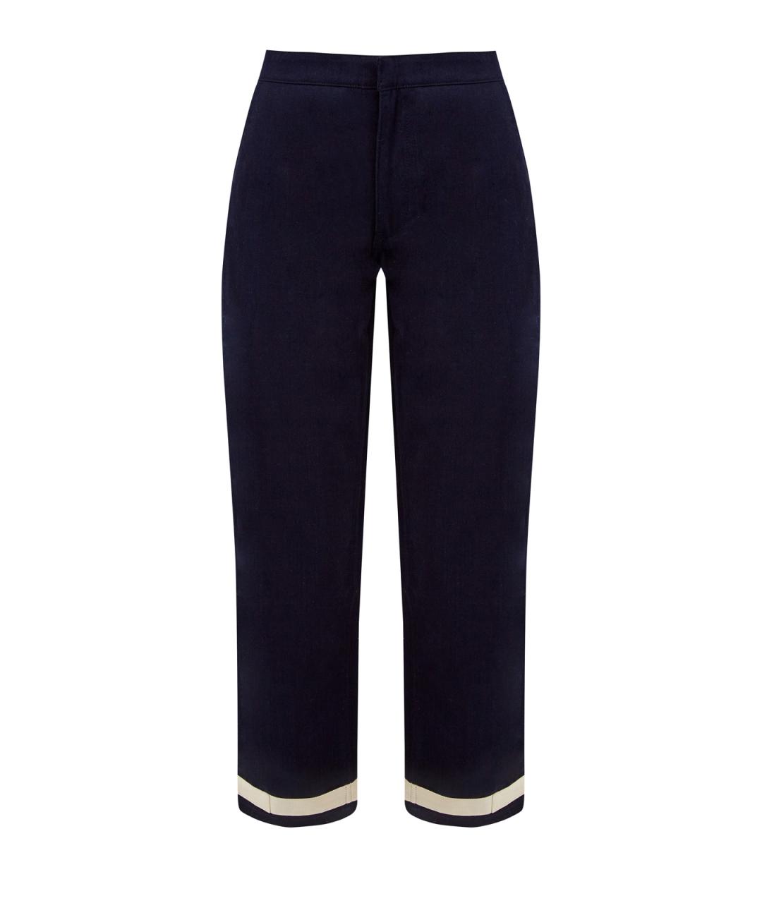 JIL SANDER Синие хлопковые прямые брюки, фото 1