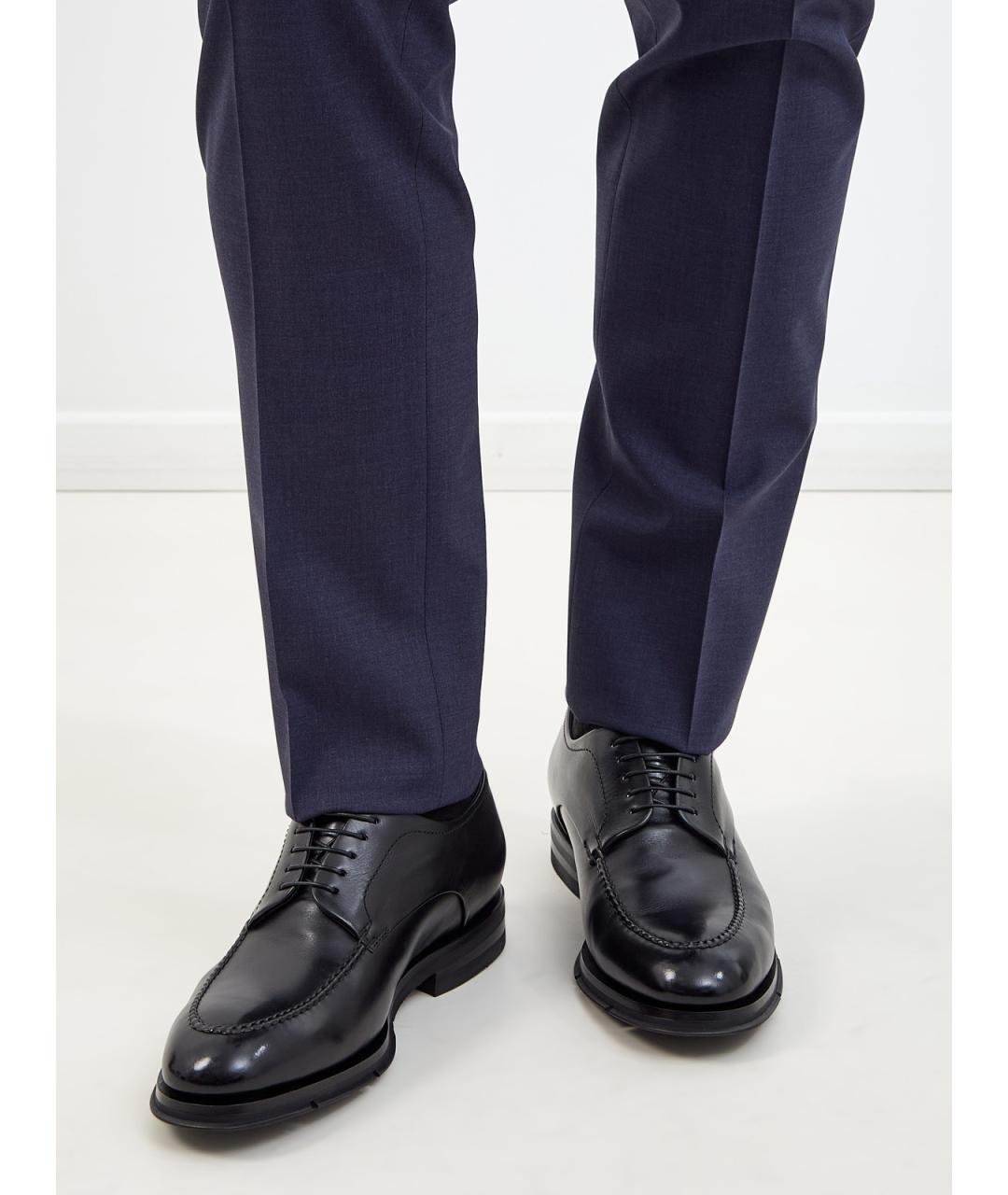 SANTONI Черные кожаные туфли, фото 2