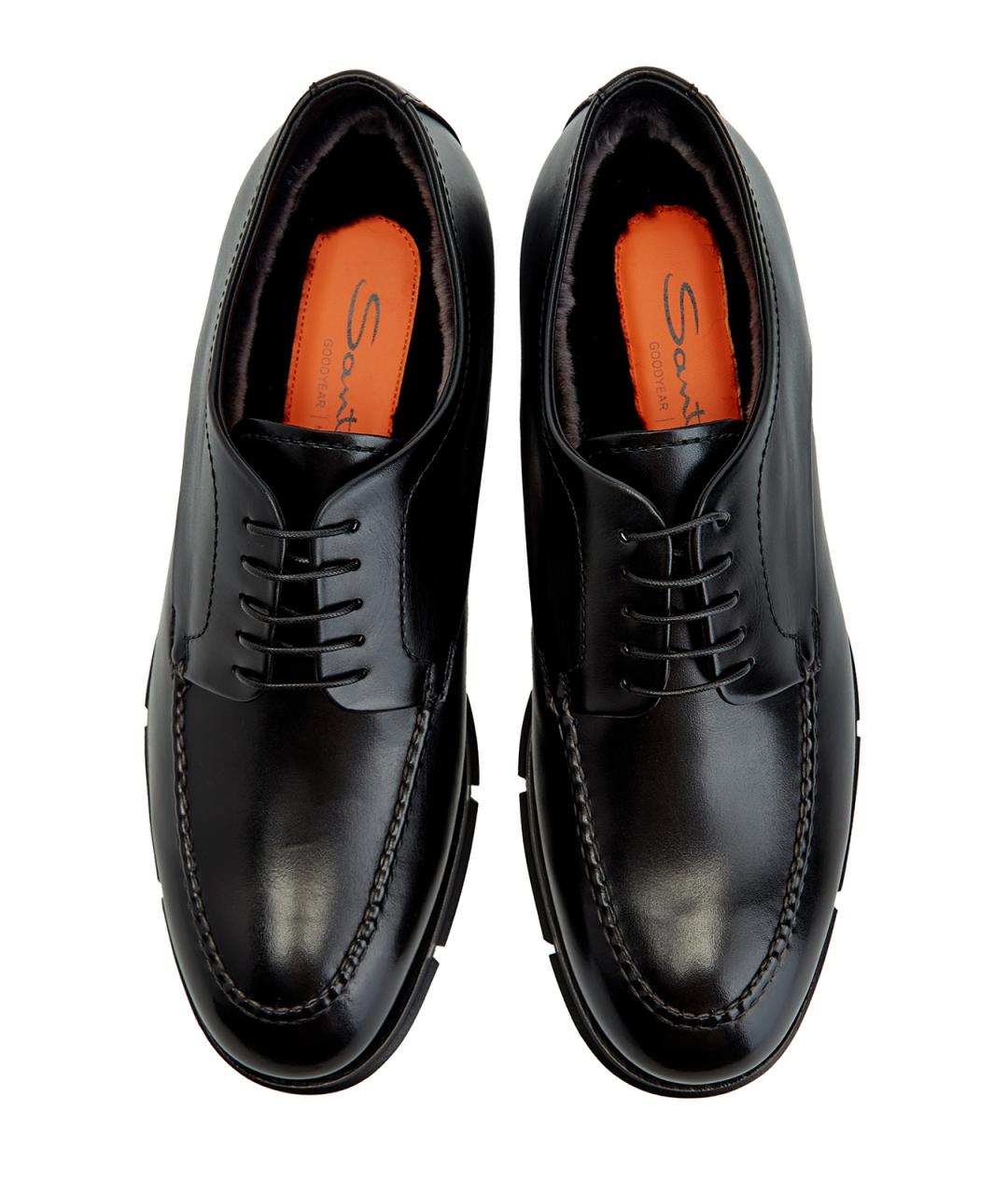 SANTONI Черные кожаные туфли, фото 5