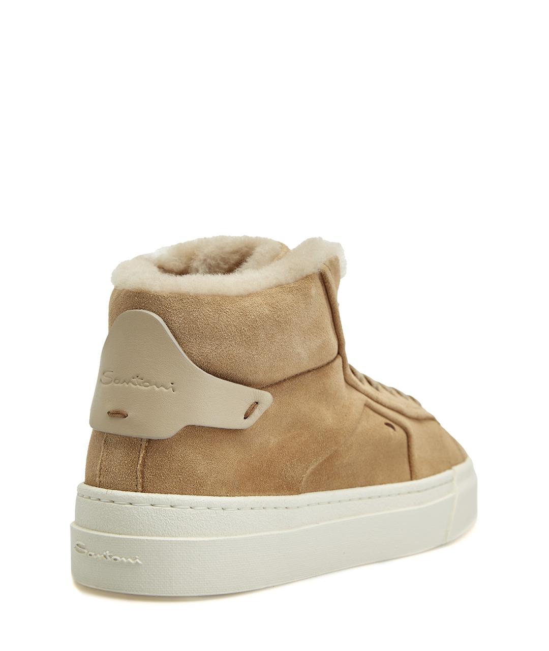 SANTONI Коричневые замшевые кеды, фото 4