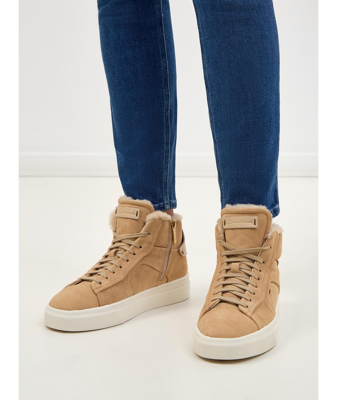 SANTONI Коричневые замшевые кеды, фото 2