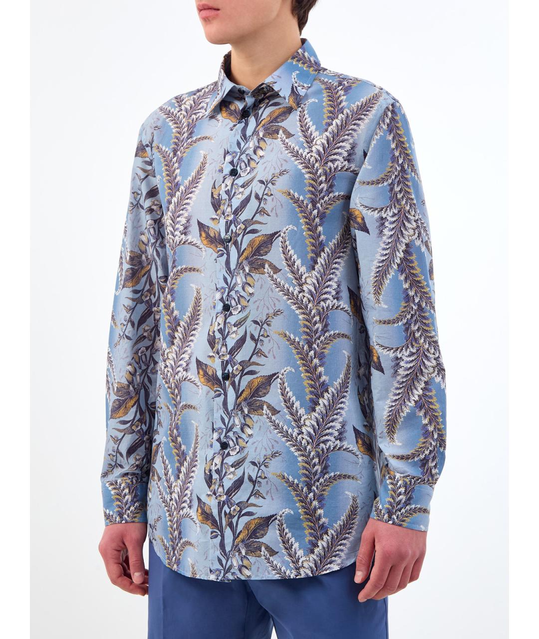 ETRO Голубая хлопковая кэжуал рубашка, фото 3