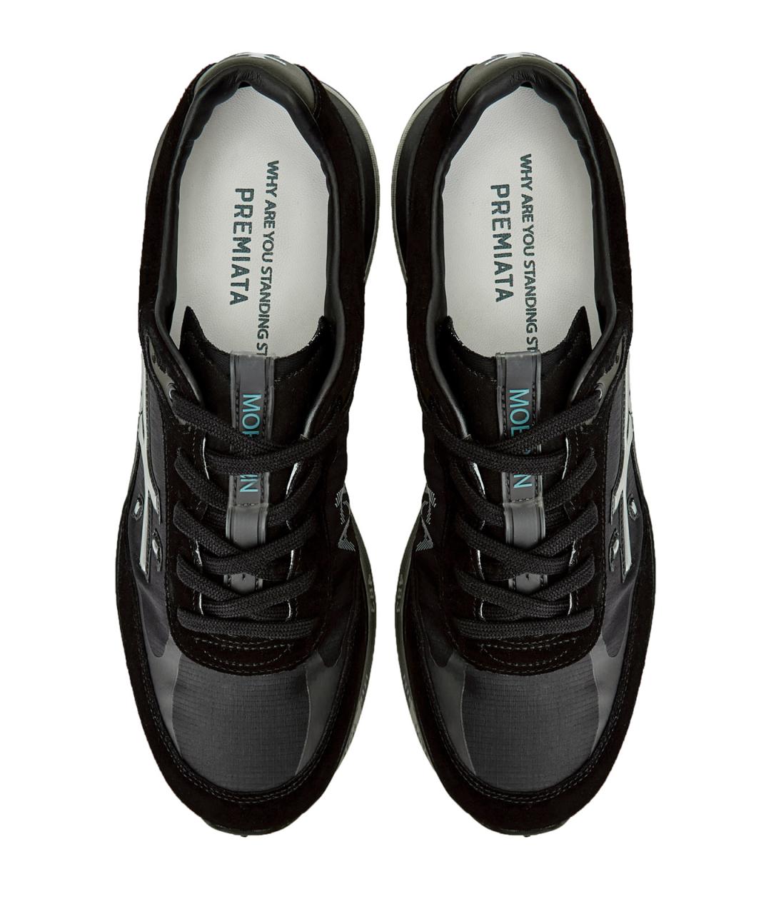 PREMIATA Черные текстильные низкие кроссовки / кеды, фото 6